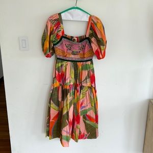 Farm Rio beaded puff sleeve dress - size M